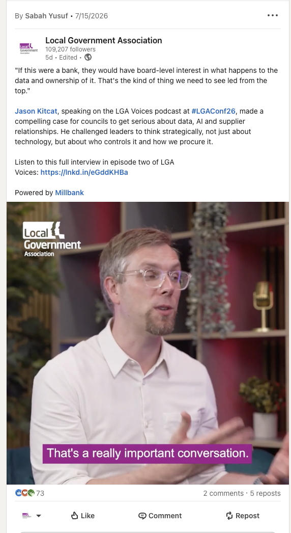 LGA LinkedIn post about LGA Voices episode 2